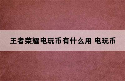 王者荣耀电玩币有什么用 电玩币